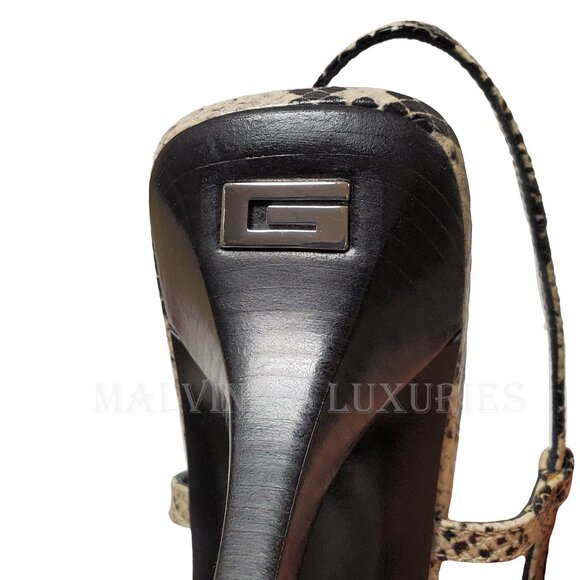 GUCCI SHOES MID HEEL SLINGBACK PUMPS PYTHON PRINT LEATHER G LOGO sz 41 11 - Picture 12 of 15